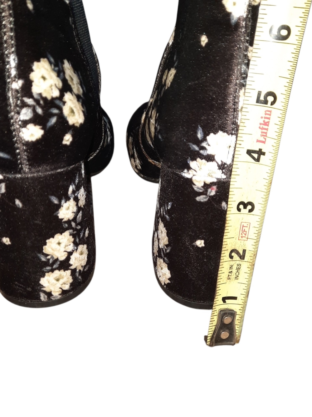 Divided Black Floral Velvet Ankle Booties - Picture 8 of 14